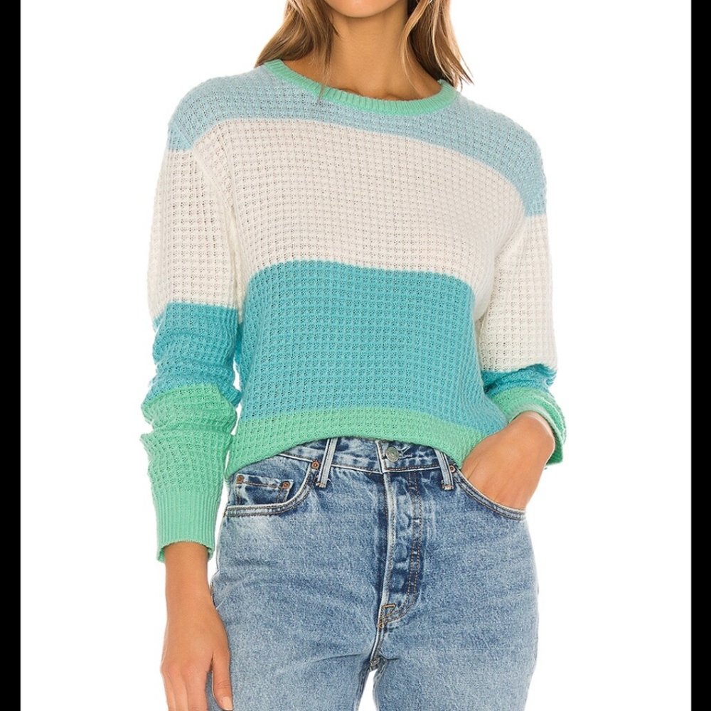One Grey Day Carrie Pullover Sweater in Blue Multi